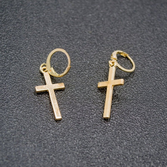 Fashionable And Simple Alloy Plating Cross Gold Individually Wrapped Earrings-Jewearrings