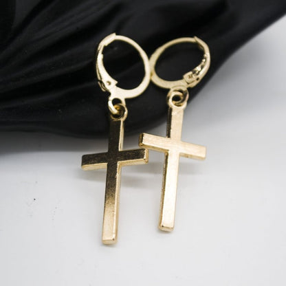 Fashionable And Simple Alloy Plating Cross Gold Individually Wrapped Earrings-Jewearrings