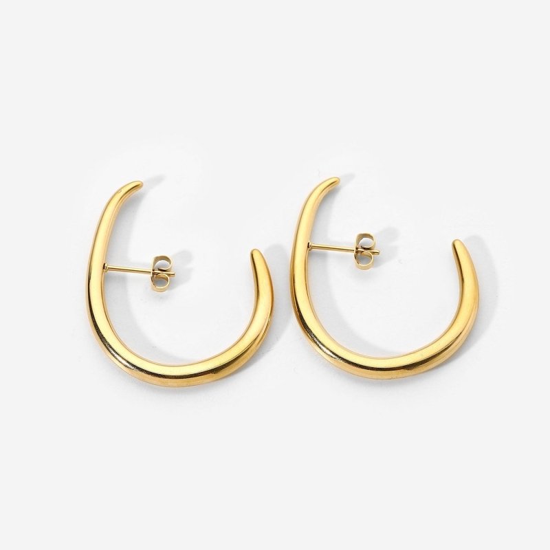 Fashionable And Versatile Stainless Steel 14K Gold Personalised Earrings-Jewearrings