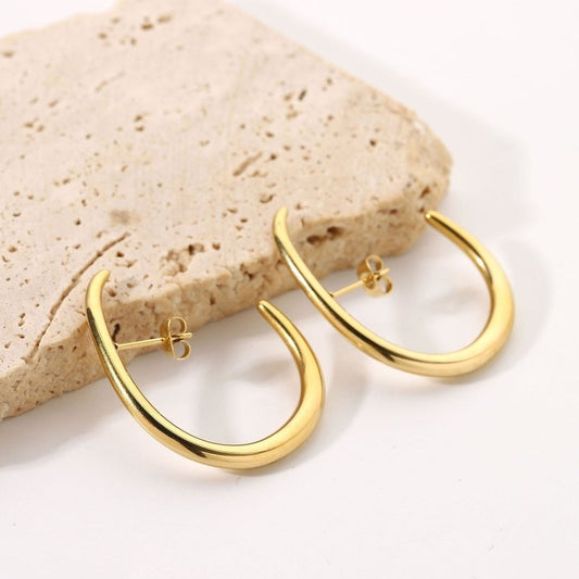 Fashionable And Versatile Stainless Steel 14K Gold Personalised Earrings-Jewearrings