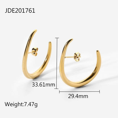 Fashionable And Versatile Stainless Steel 14K Gold Personalised Earrings-Jewearrings