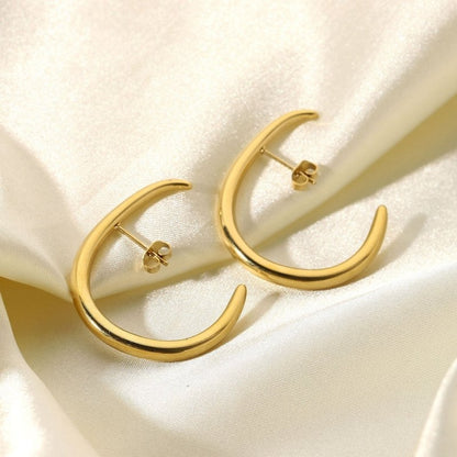 Fashionable And Versatile Stainless Steel 14K Gold Personalised Earrings-Jewearrings