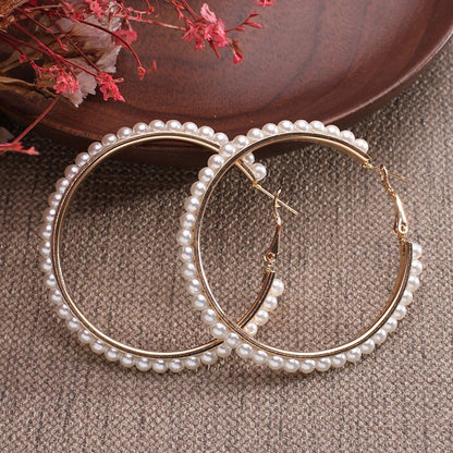 Fashionable Big-name Creative C-shaped Pearl Earrings-Jewearrings