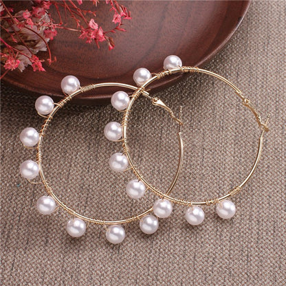 Fashionable Big-name Creative C-shaped Pearl Earrings-Jewearrings