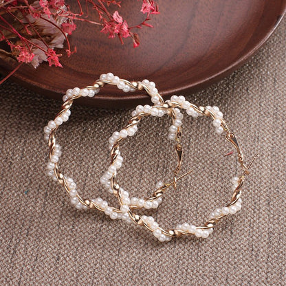 Fashionable Big-name Creative C-shaped Pearl Earrings-Jewearrings