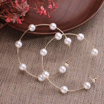 Fashionable Big-name Creative C-shaped Pearl Earrings-Jewearrings