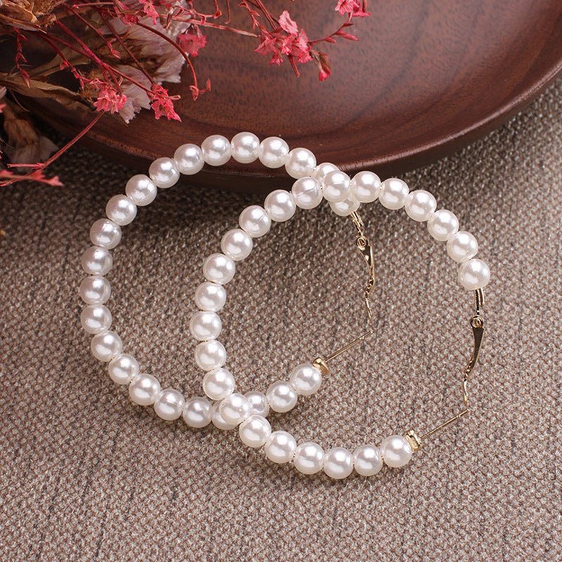 Fashionable Big-name Creative C-shaped Pearl Earrings-Jewearrings