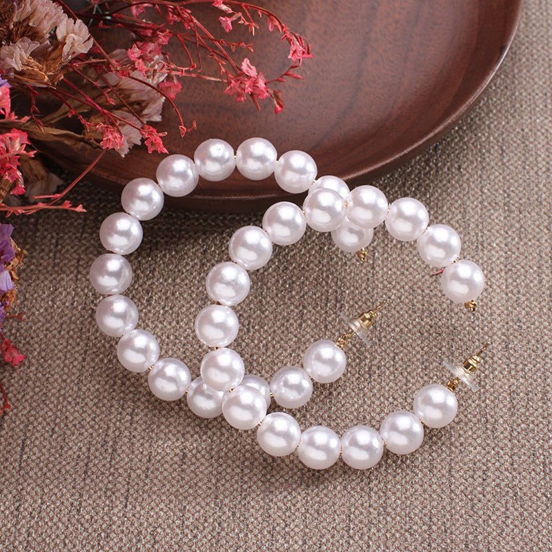 Fashionable Big-name Creative C-shaped Pearl Earrings-Jewearrings