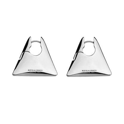 Fashionable Bursting High Street Retro Gold-plated Silver Triangle Heavy Industry Glossy Cool Personality Earrings-Jewearrings