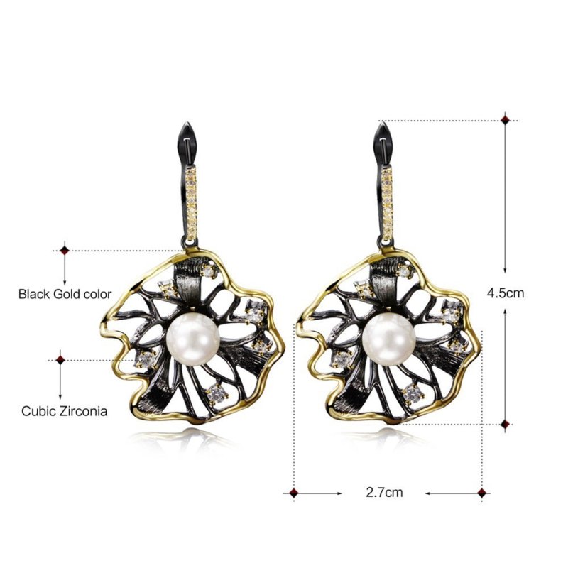 Fashionable Copper Plated Black Gold Exaggerated Retro Earrings-Jewearrings