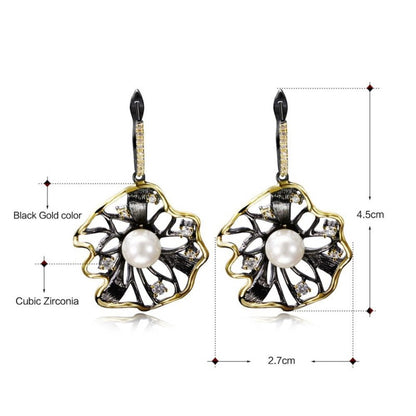 Fashionable Copper Plated Black Gold Exaggerated Retro Earrings-Jewearrings