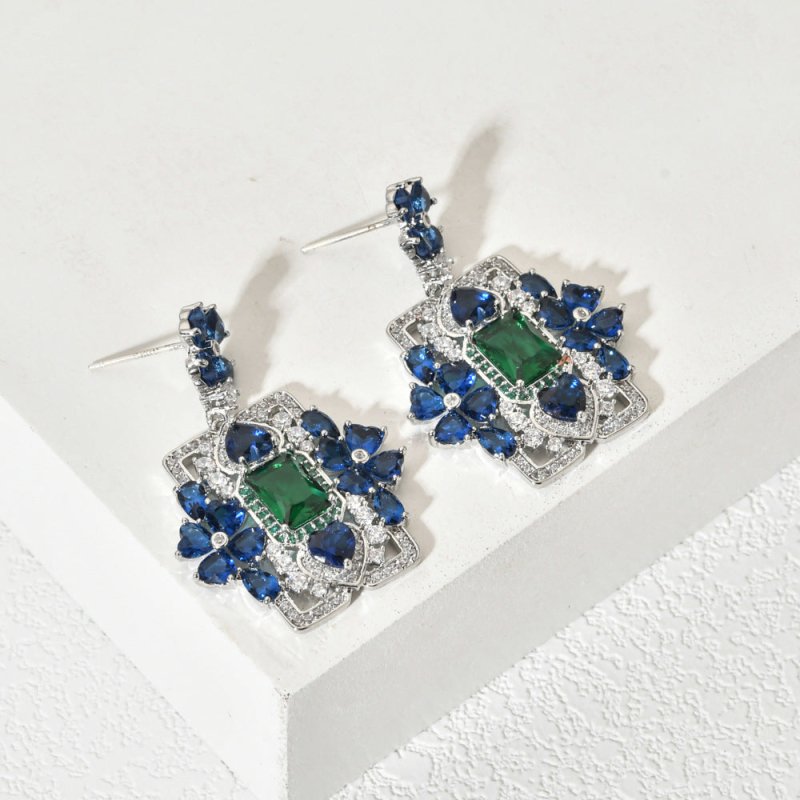 Fashionable Sapphire Blue Heart-shaped Earrings For Women-Jewearrings