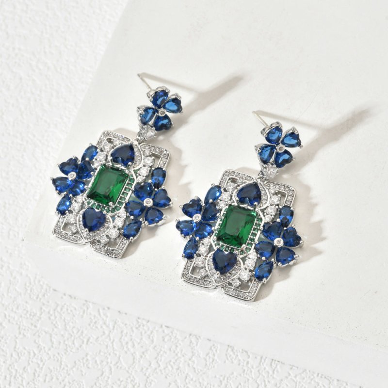 Fashionable Sapphire Blue Heart-shaped Earrings For Women-Jewearrings