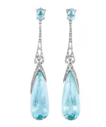 Fashionable Topaz Blue Long Earrings-Jewearrings