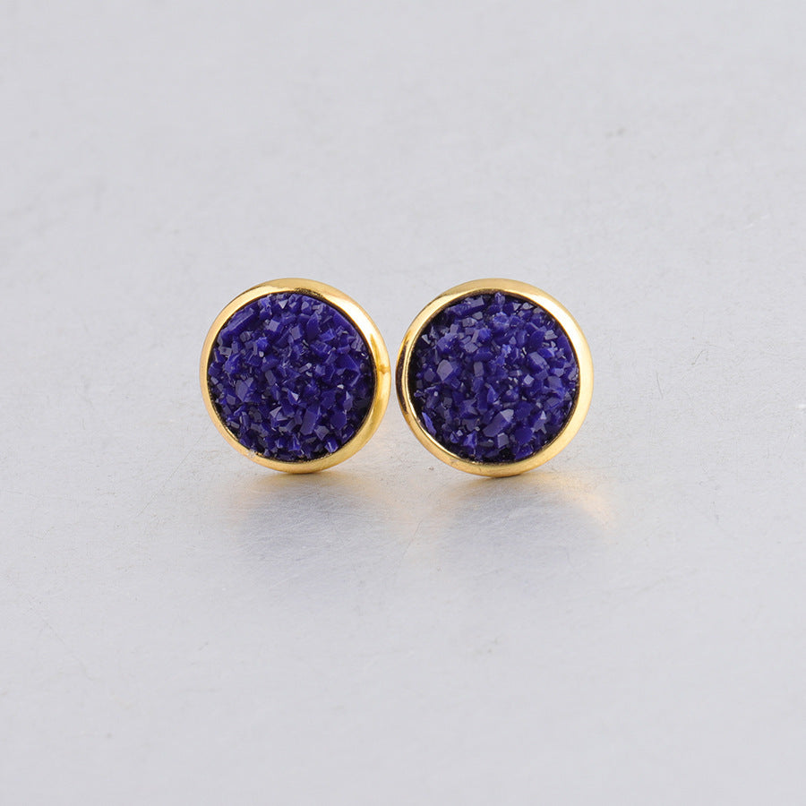 Starry Stainless Steel Water Plated Gold Stud Earrings-Jewearrings