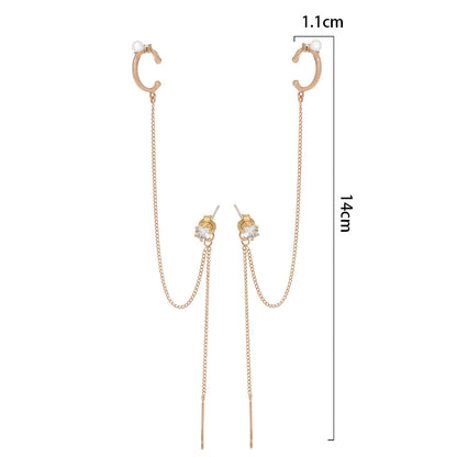 Love Simple And Versatile Ear Bone Clip Tassel Star Earrings Raise Small Crowd Design Ear Hole Temperament Ear Jewelry-Jewearrings