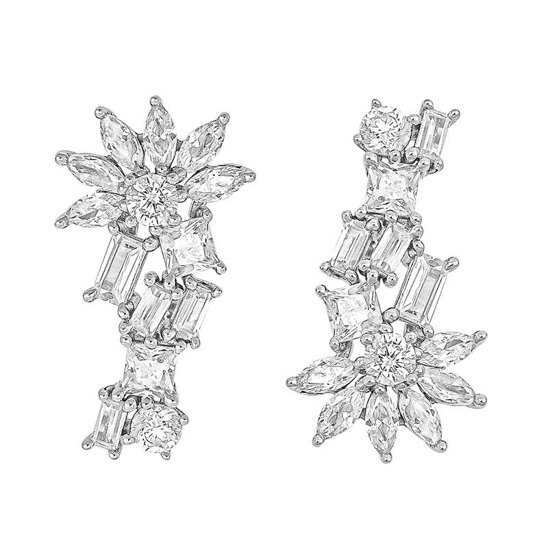 4428E Personality S925 Silver Inlaid 5A Zircon Simple Stud Earrings-Jewearrings