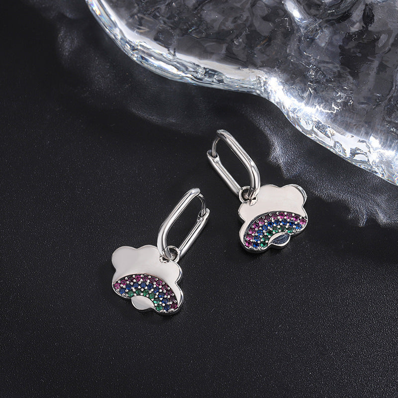 Exotic Style Rainbow Cloud S925 Sterling Silver Small Audience Earrings-Jewearrings