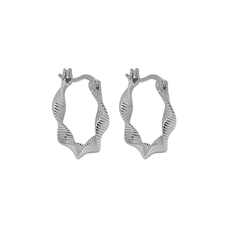 Mobius Textured S925 Sterling Silver Earrings For Women-Jewearrings