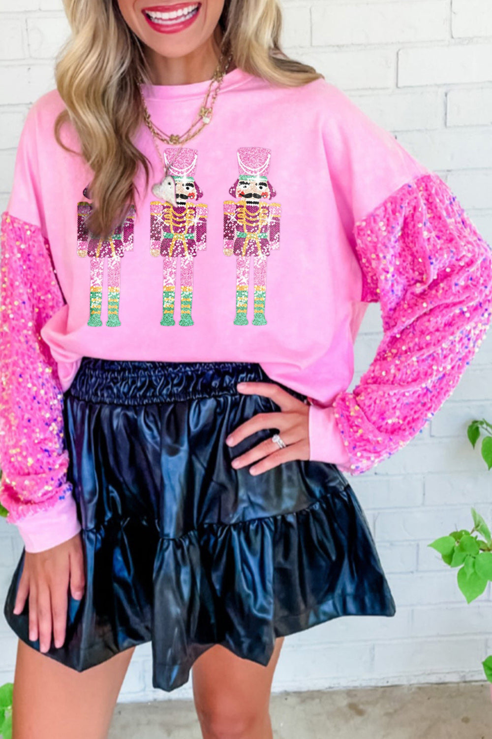 Sequin Nutcracker Round Neck Sweatshirt-Jewearrings