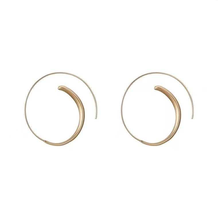 Korean Gold Matte Texture Large Hoop Earrings Women-Jewearrings