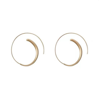 Korean Gold Matte Texture Large Hoop Earrings Women-Jewearrings