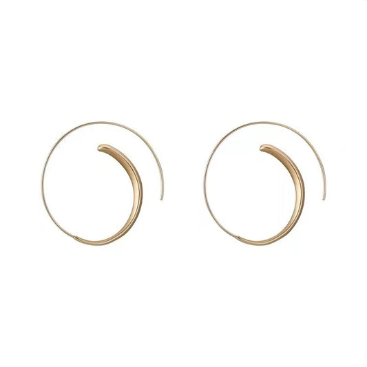 Korean Gold Matte Texture Large Hoop Earrings Women-Jewearrings