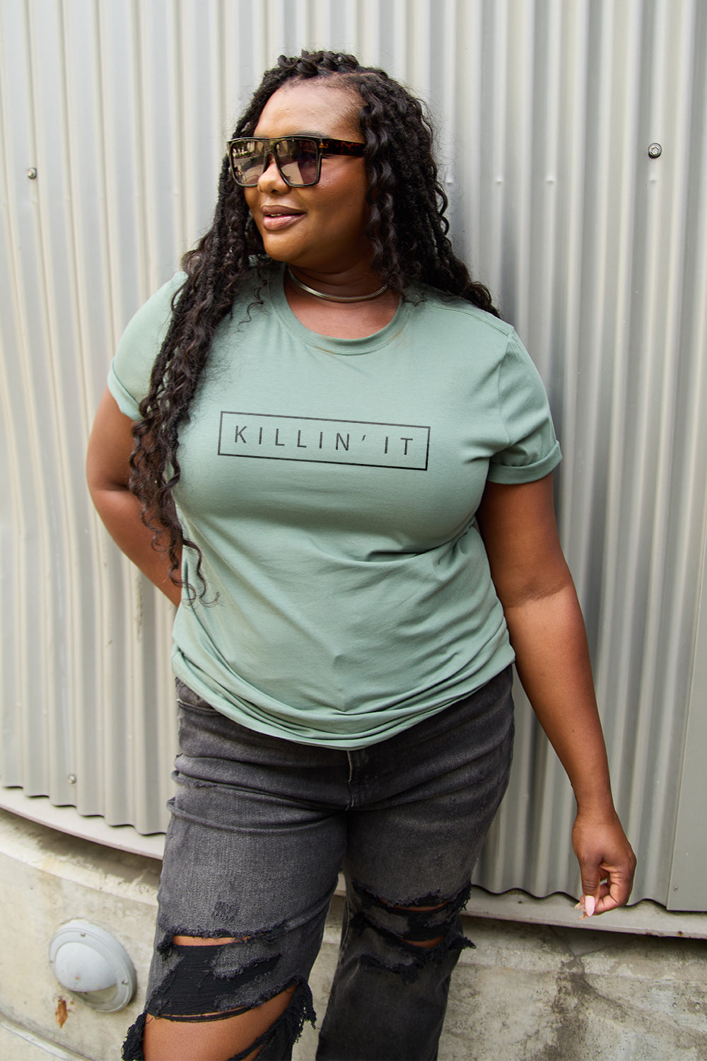 Simply Love Full Size KILLIN'IT Short Sleeve T-Shirt-Jewearrings