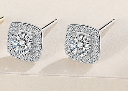 S925 Sterling Silver Zircon Full-jeweled Stud Earrings Women's Fashion Earrings-Jewearrings