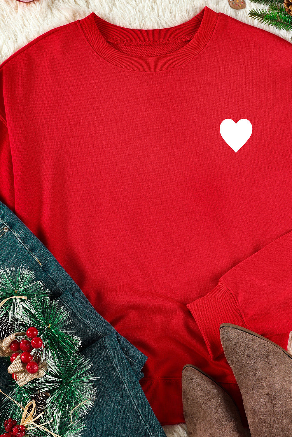 NAUGHTY NICE Heart Graphic Sweatshirt-Jewearrings