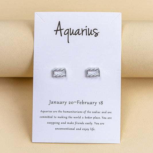 Twelve Constellation Earrings Gold And Silver 12 Zodiac-Jewearrings