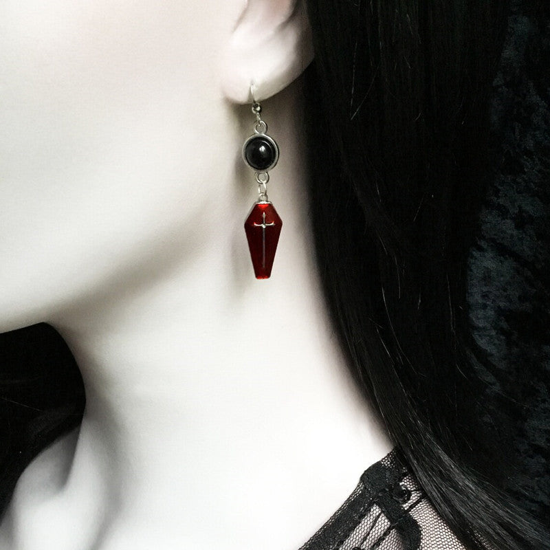 Women's Fashion Gothic Coffin Cross Earrings-Jewearrings