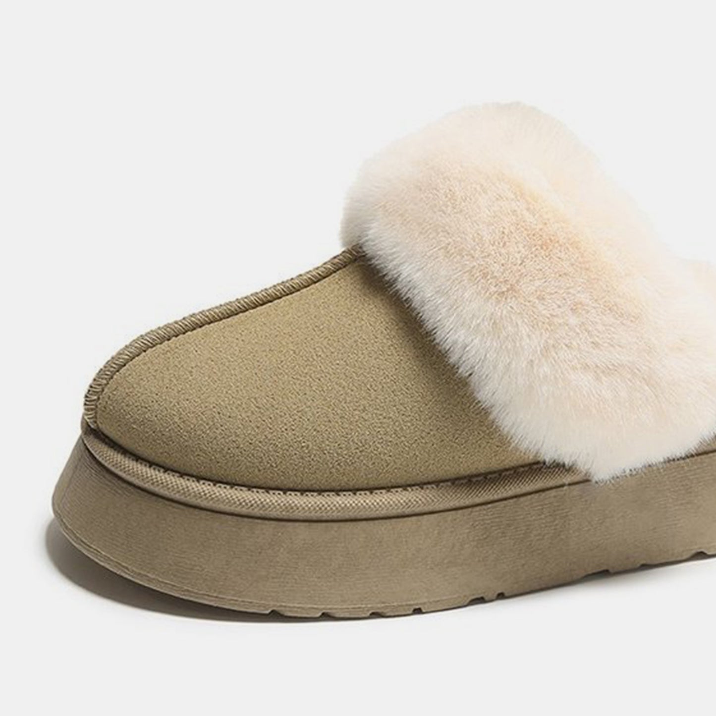 Center-Seam Furry Chunky Platform Slippers-Jewearrings