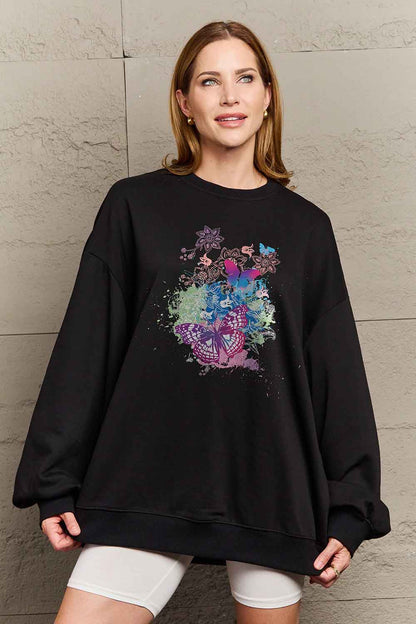 Simply Love Simply Love Full Size Butterfly Graphic Sweatshirt-Jewearrings