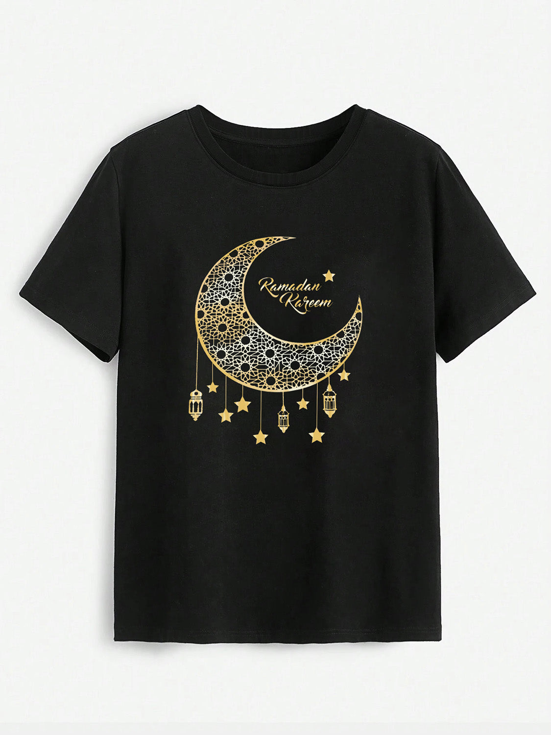 Moon Graphic Round Neck Short Sleeve T-Shirt-Jewearrings