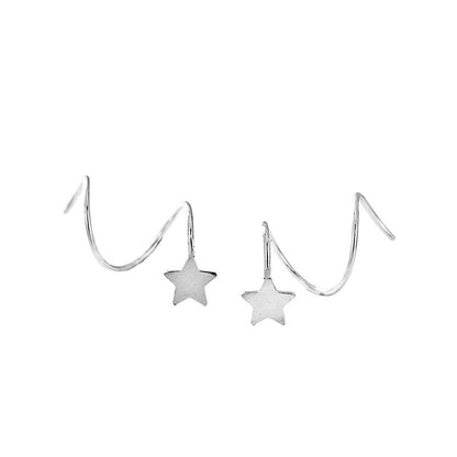 New 925 Silver Pentagram Stud Earrings For Women's Niche-Jewearrings