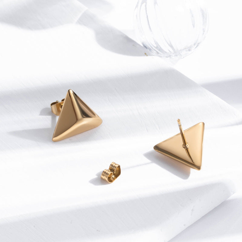 Women's Metal Triangle Stainless Steel Simple Fashion Hundred Stud Earrings-Jewearrings