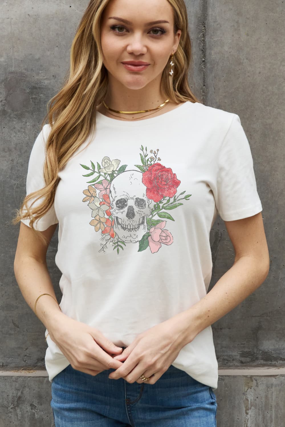 Simply Love Simply Love Full Size Skull Graphic Cotton Tee-Jewearrings