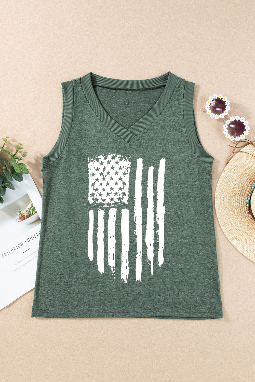 US Flag V-Neck Tank-Jewearrings