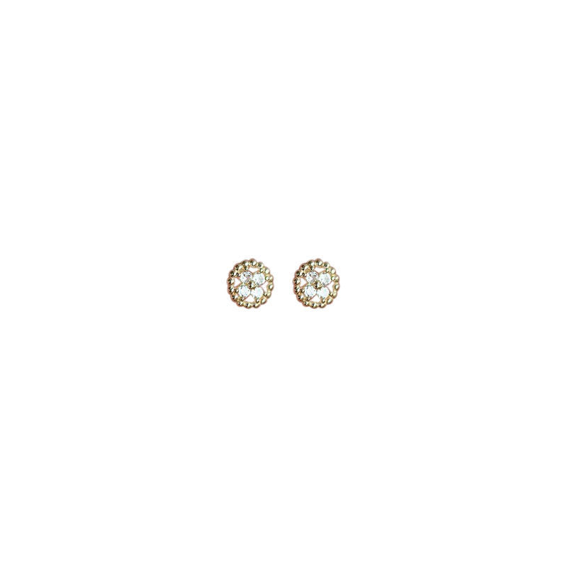 Sterling Silver Beanie Bean Zirconia Cross Stud Earrings-Jewearrings