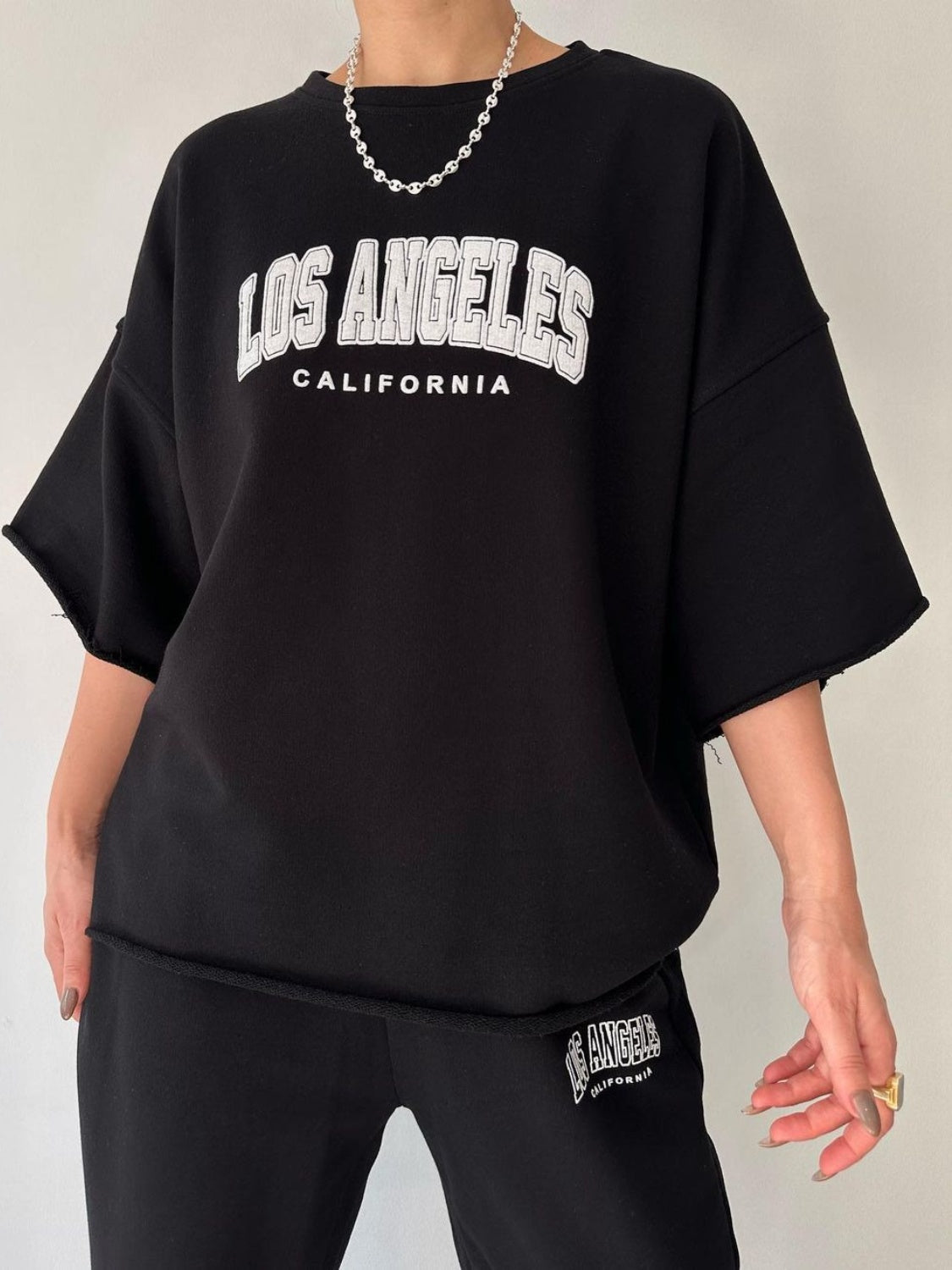 LOS ANGELES CALIFORNIA Graphic Sweatshirt and Sweatpants Set-Jewearrings