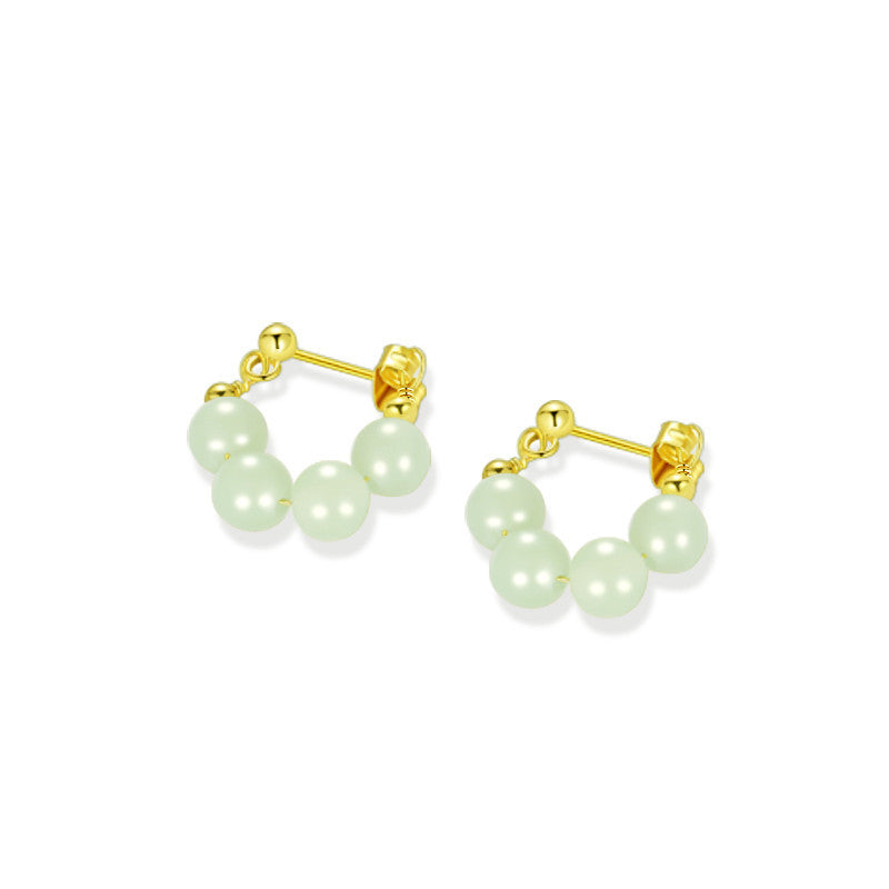 Women's Senior Sterling Silver Hetian Jade Earrings-Jewearrings