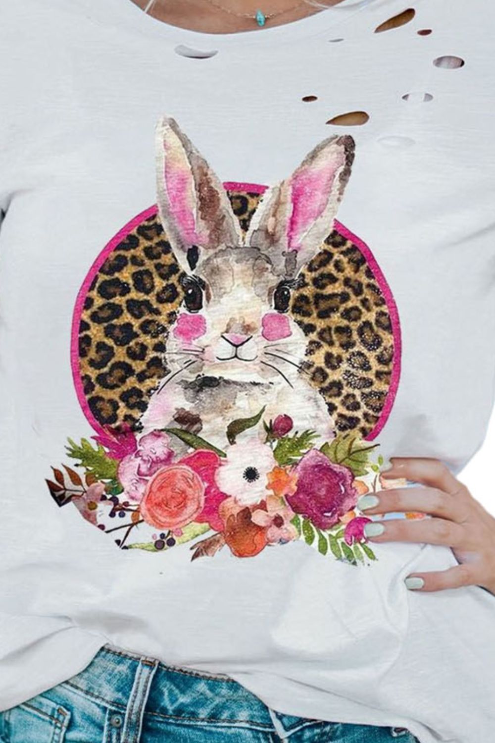 Easter Graphic Distressed Tee Shirt-Jewearrings