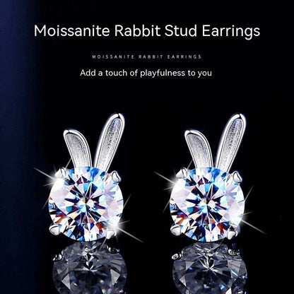 Women's Rabbit Moissanite Sterling Silver Earrings-Jewearrings