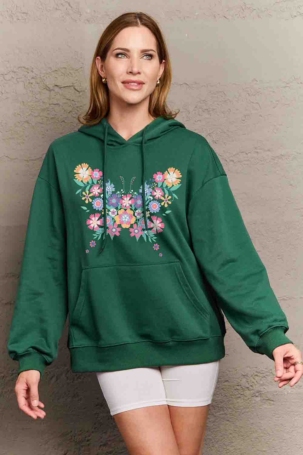 Simply Love Simply Love Full Size Floral Butterfly Graphic Hoodie-Jewearrings