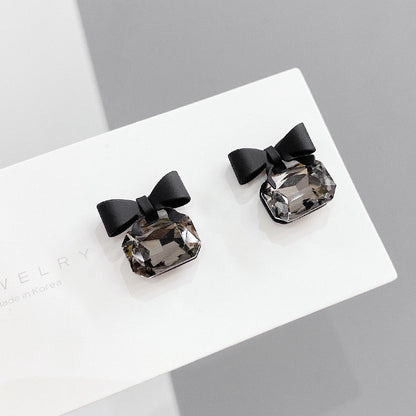 Simple And Cool Black Bow Earrings Temperament-Jewearrings