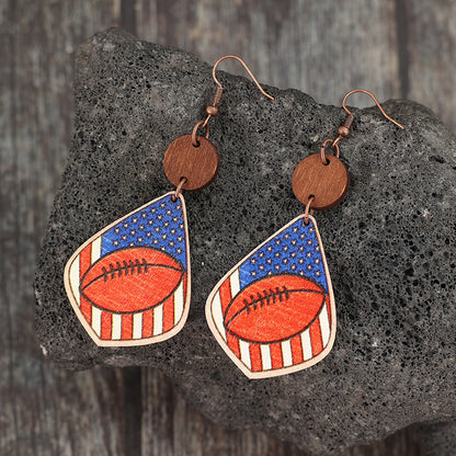 Printed Wooden Dangle Earrings-Jewearrings