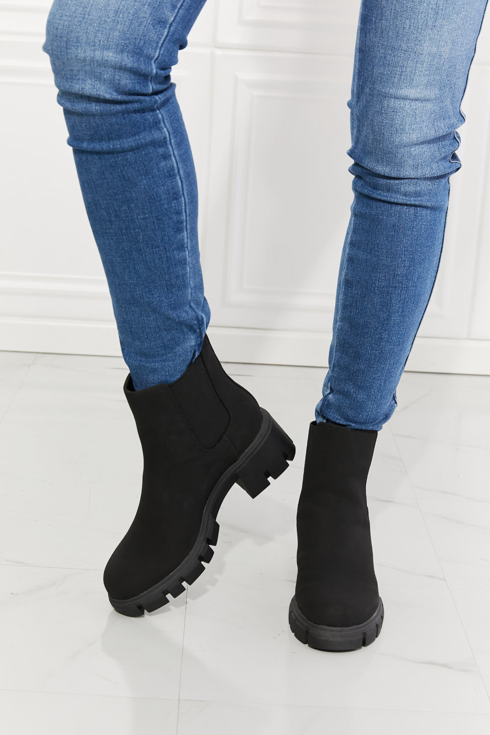 MMShoes Work For It Matte Lug Sole Chelsea Boots in Black-Jewearrings