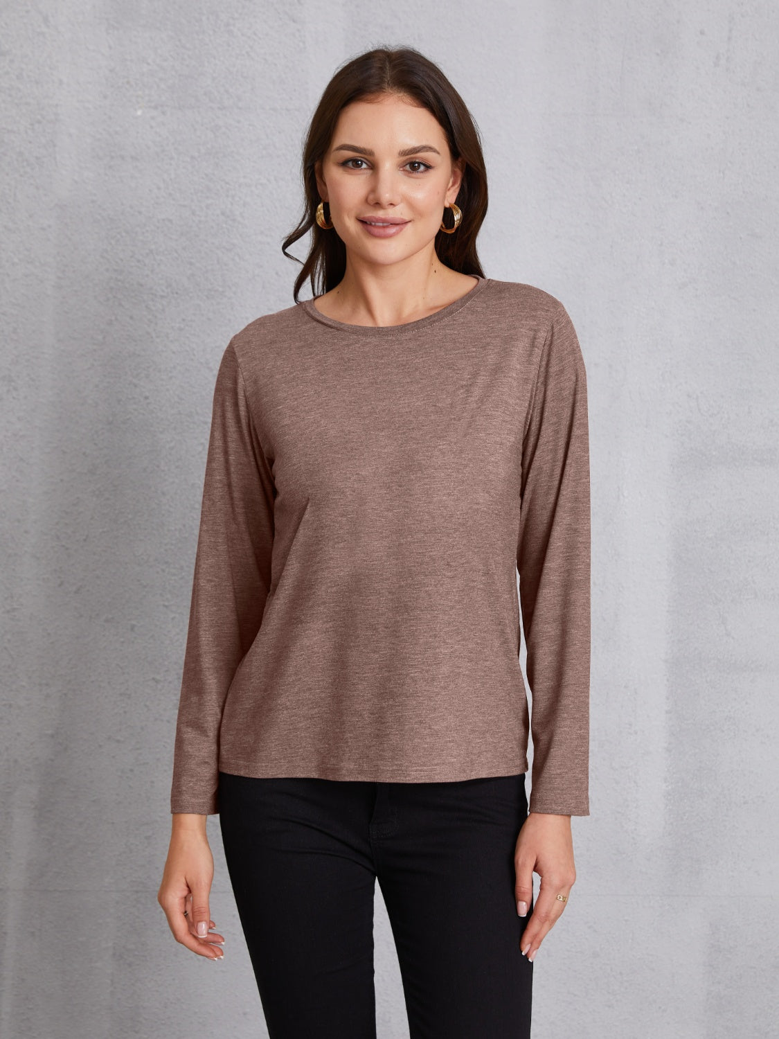 Round Neck Long Sleeve T-shirt-Jewearrings