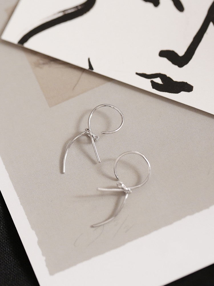 Women's Fashion S925 Sterling Silver Ribbon Stud Earrings-Jewearrings